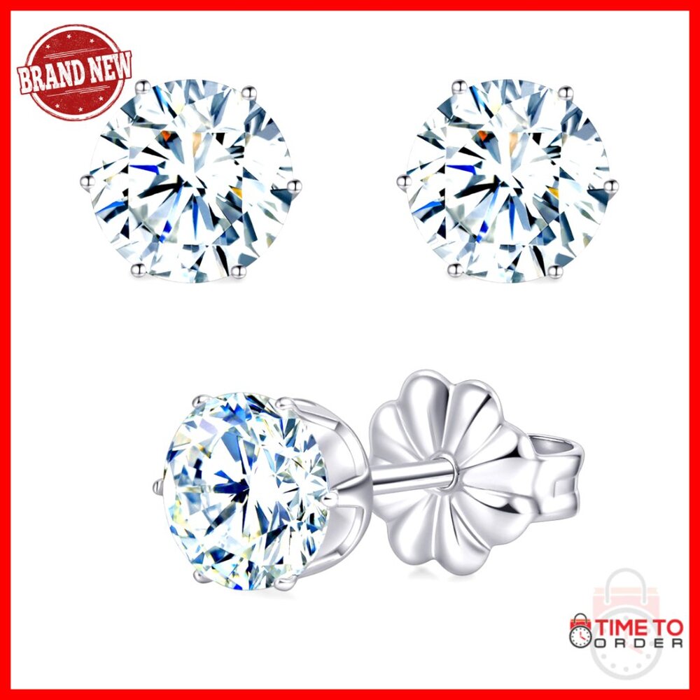 Moissanite Stud Earrings Titanium Hypoallergenic … - image 1